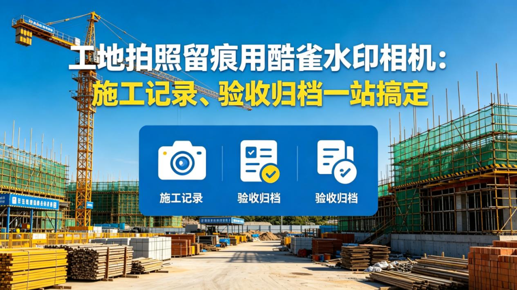 工地拍照留痕用酷雀水印相机：施工记录、验收归档一站搞定